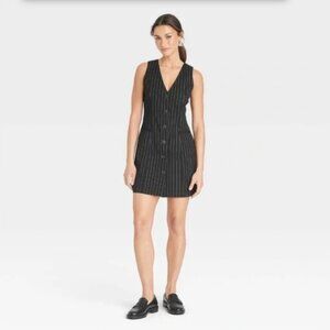 Women's Tailored Mini Vest Dress - A New Day™ Navy Pinstripe new with tags